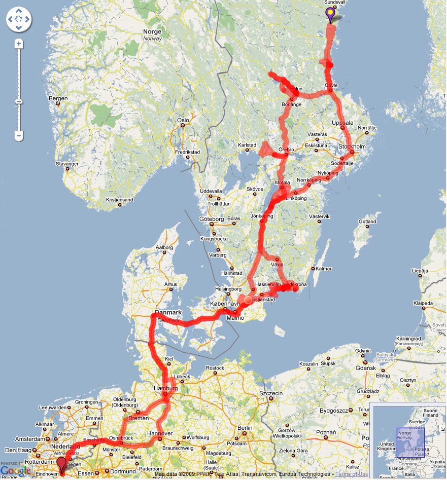 onze camping route, holiday 2009